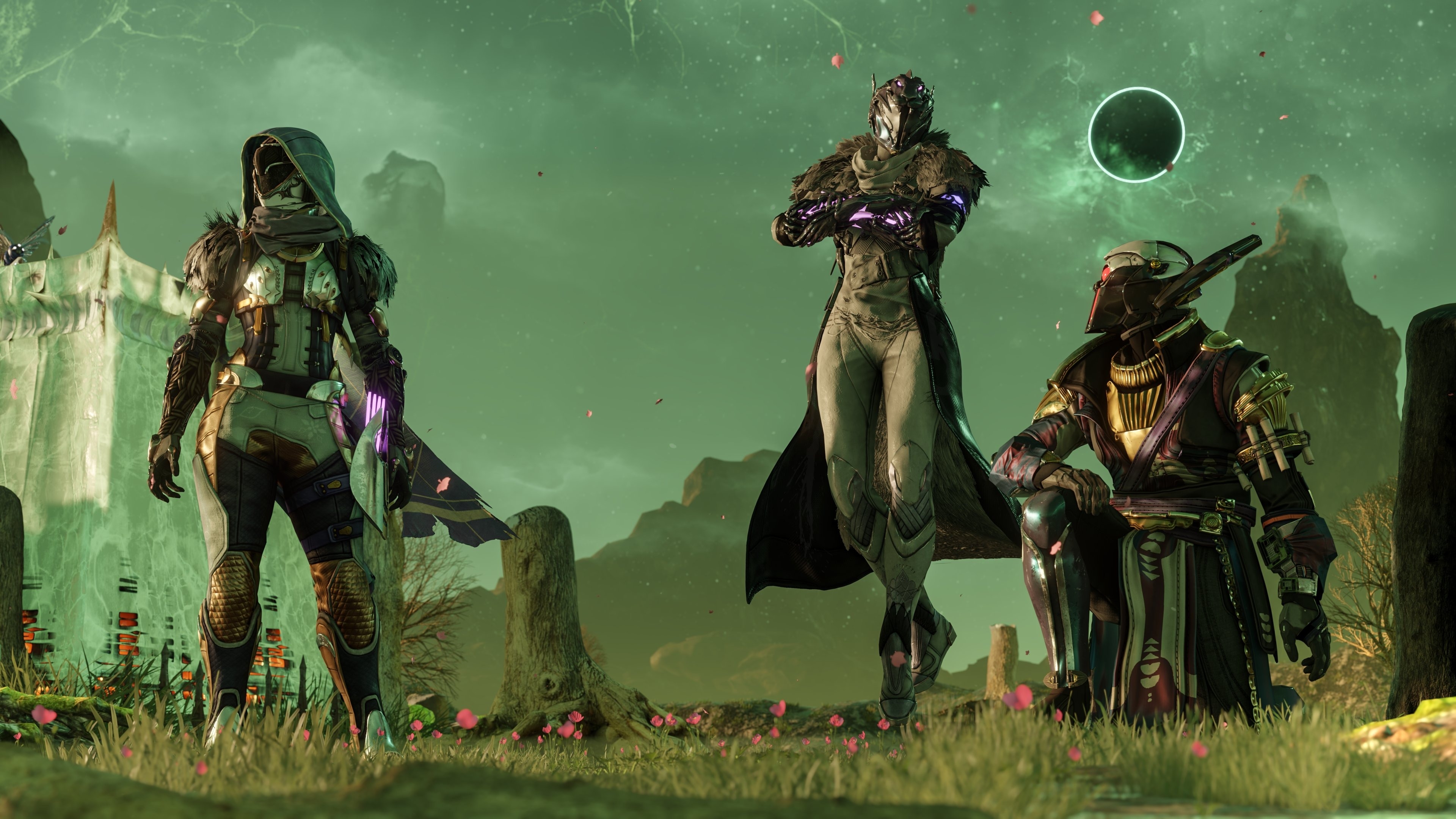 Three Guardians of each subclass showing off the new Season of the Witch armor. 